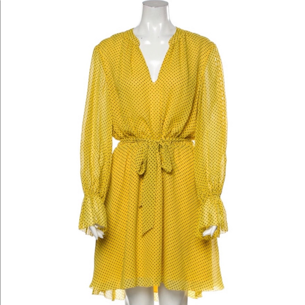 Joie NWT Yellow Polka Dot Silk Dress Size Large